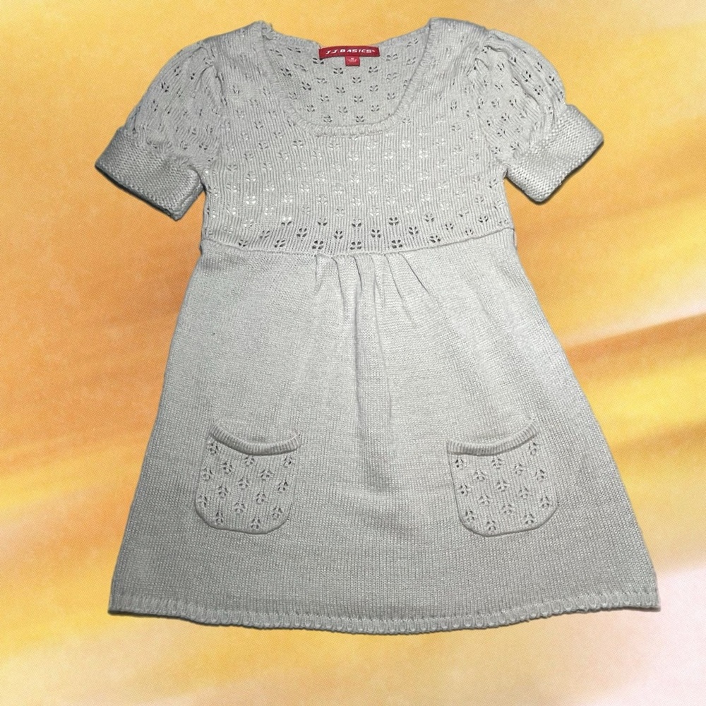 Girls Knit Eyelet Sweater Dress